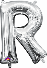 Silver Letter "R" Mylar 16 Inch Balloon